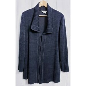 Exclusively Misook Heathered Black Cardigan Sweater Women's size MEDIUM